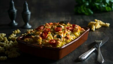 Photo of Tortellini ovenschotel: makkelijk recept met champignons en mozzarella